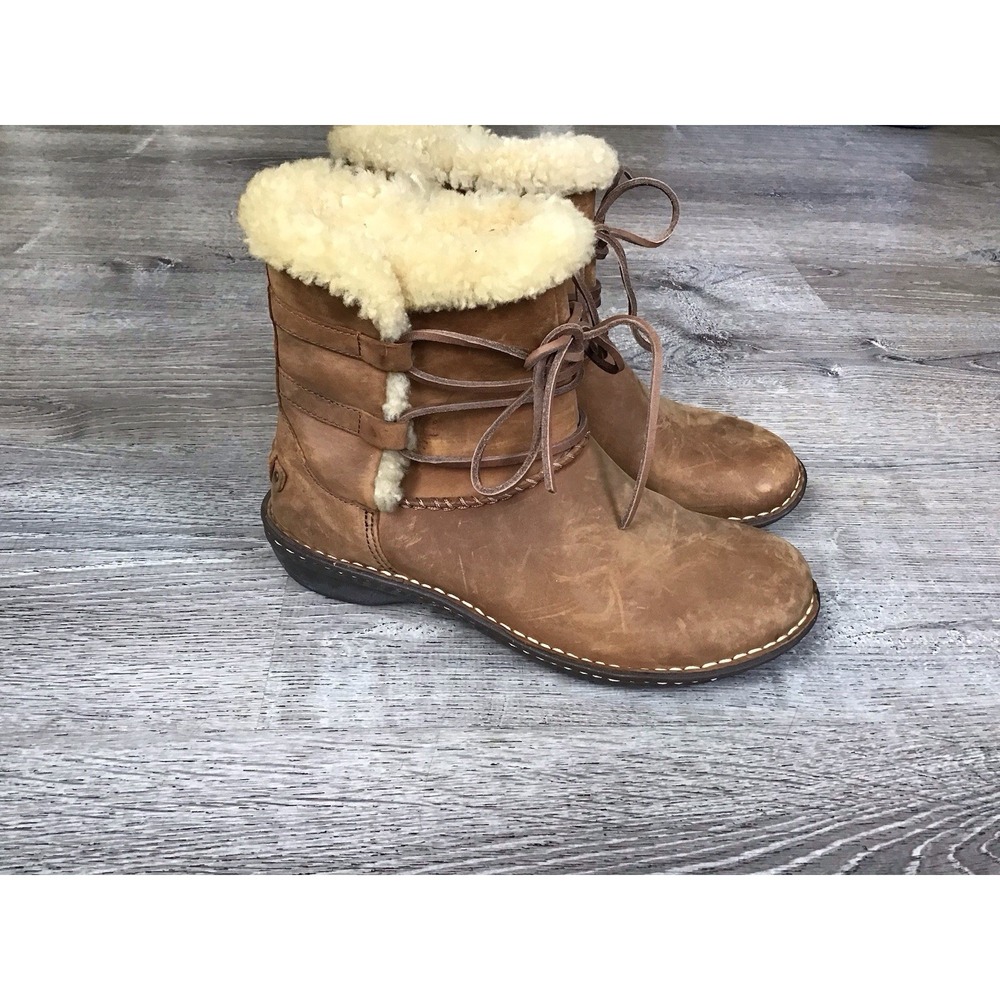 UGG Rianne 1004141 Women's Size 9 Chestnut Brown Lace Up Leather Winter Boots
